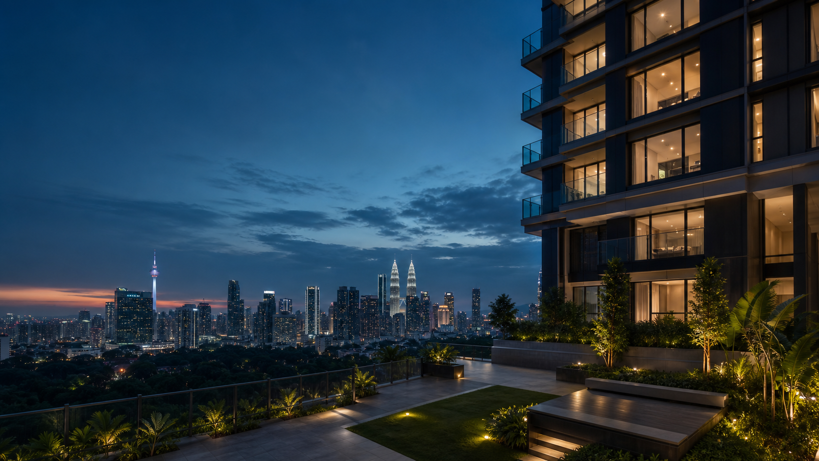 Kuala Lumpur condominium skyline at dusk